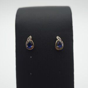Sterling Silver Blue And Clear Sapphire Gem Earrings A1599
